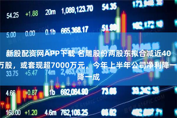 新股配资网APP下载 名雕股份两股东拟合减近400万股，或套现超7000万元，今年上半年公司净利降一成