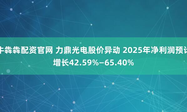 牛犇犇配资官网 力鼎光电股价异动 2025年净利润预计增长42.59%—65.40%